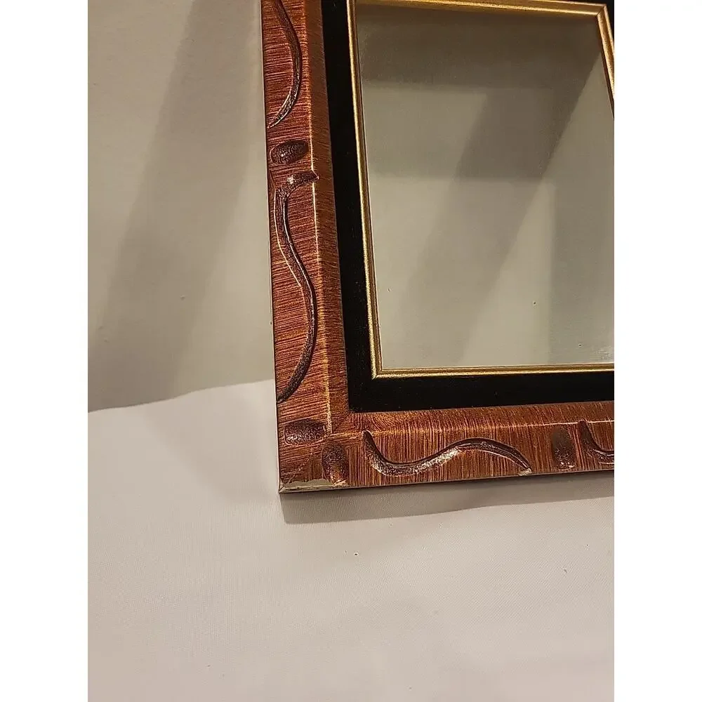 Painted Wood Photo Picture Frame Brown Gold Black Velvet Gold Trim 8x10 Abstract
